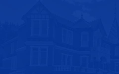 Heritage church building silhouetted with blue colour overlay