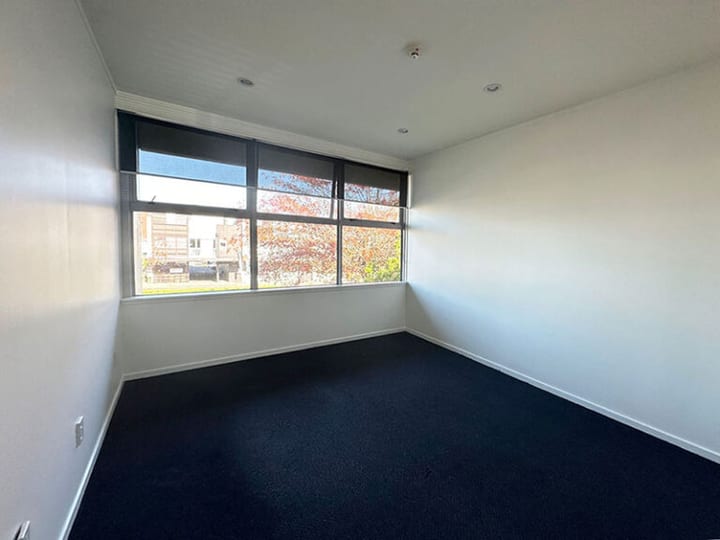 Plain carpeted room with two ceiling lights and window