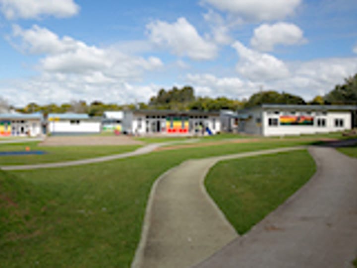 School buildings and grounds panoramic view