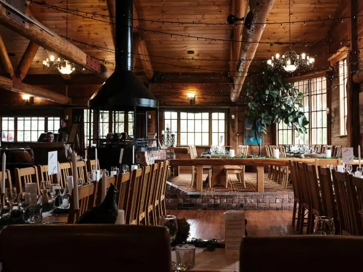 Interior at Powderhorn Chateau set for a wedding